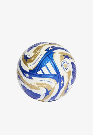 Adidas FIFA Club-Weltmeisterschaft Fußball mit einem blauen, weißen und goldenen Design, strukturierten Oberflächen und Sternmustern.
