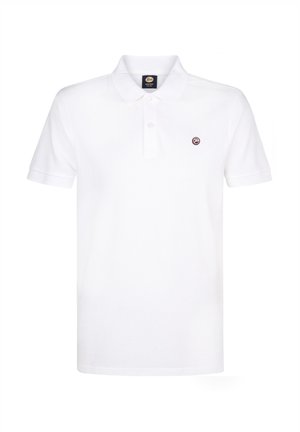 Biała koszulka polo wykonana z bawełny, z rypsowym kołnierzykiem, z zapięciem na dwa guziki, krótkimi rękawami oraz małym haftowanym logo na piersi.