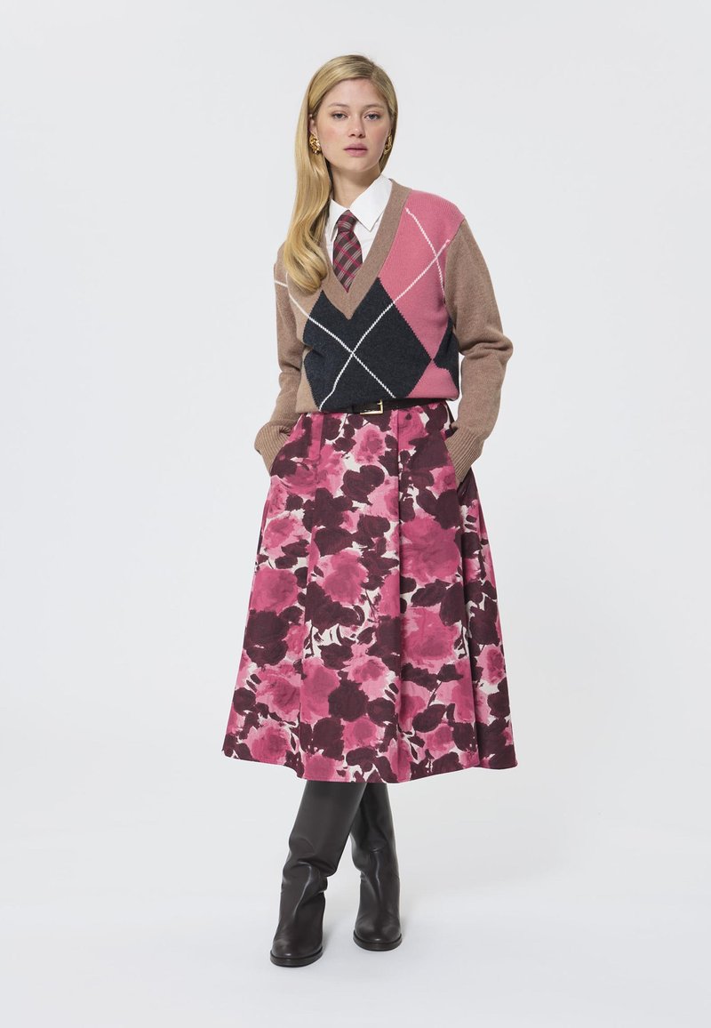 Jupe Tara Jarmon – Taille 38 – Marron Taupe – Évasée – Occasion Très Bon état