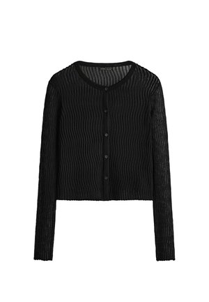 OYSHO, SHEER LONG-SLEEVED T-SHIRT - Gilet - black