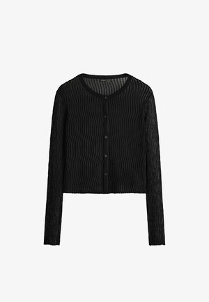 OYSHO, SHEER LONG-SLEEVED T-SHIRT - Kardigán - black
