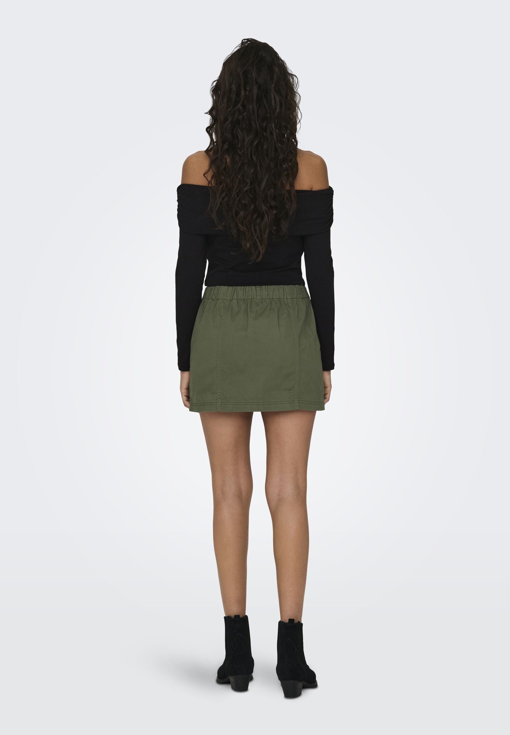 khaki wrap mini skirt