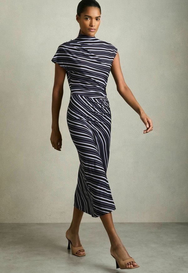 REGULAR FIT DILLON STRIPE-PRINT DRAPED  - Jerseykleid