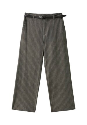 Stradivarius, FLOWING STRIPED STRAIGHT-LEG TROUSERS - Pantalon classique - light grey