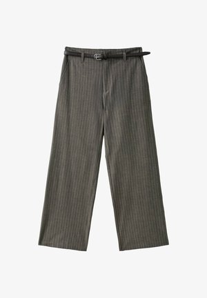 Stradivarius, FLOWING STRIPED STRAIGHT-LEG TROUSERS - Pantalon classique - light grey