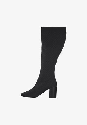La Strada Overknee laarzen - black silver knitted