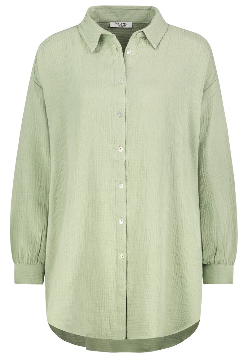 Sublevel MUSSELIN OVERSIZE - Hemdbluse - light green/hellgrün 