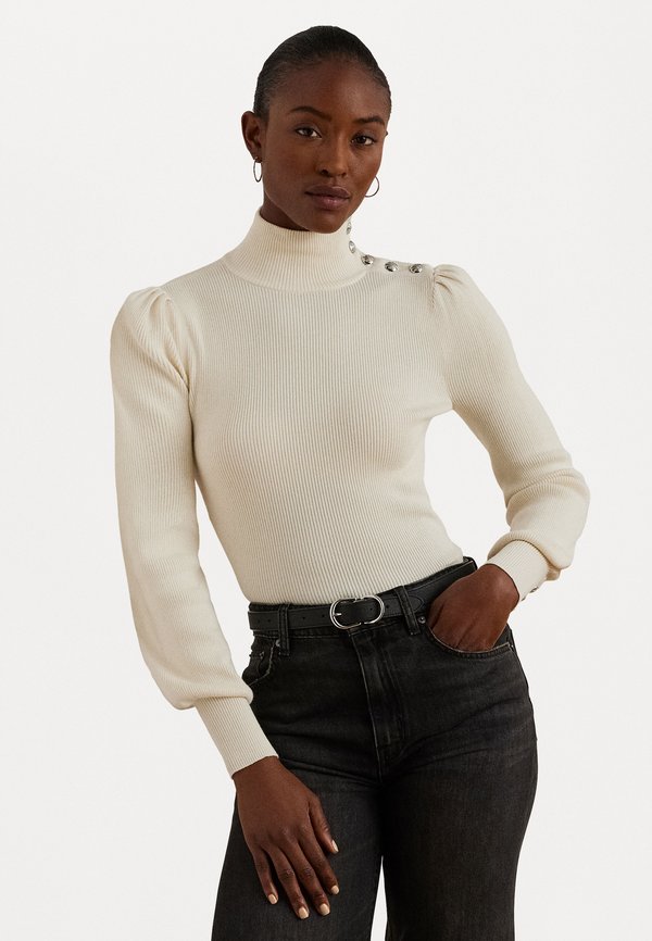BUTTON TRIM MOCKNECK JUMPER - Jumper - mascarpone cream4