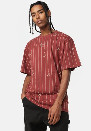 SMALL SIGNATURE LOGO PINSTRIPE TEE - Print T-shirt - wine red