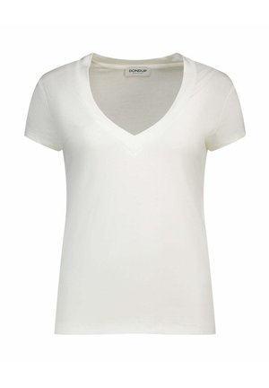 Wit T-shirt met korte mouwen en V-hals, een aansluitend silhouet en Dondup merklabel aan de binnenkant van de halslijn.