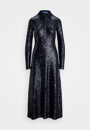 SEQUINED STRETCH POLO DRESS - Koktailové šaty/večierkové šaty - deep navy