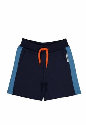 Tummansiniset shortsit vaaleansinisillä sivupaneeleilla, joustava vyötärö ja oranssi nyöri. Sisältää taskuja ja logotagin.