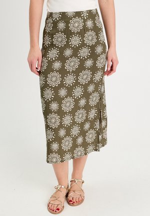 AUSGESTELLTER MIDI - A-line skirt - vert kaki