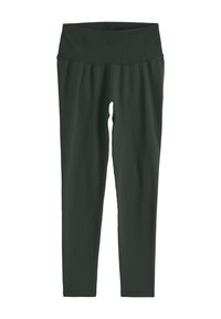 Tamsiai žali, aukšto liemens, pilno ilgio tamprės su plačia gumbai juosta, tinkamos sportui ar kasdieniam dėvėjimui.