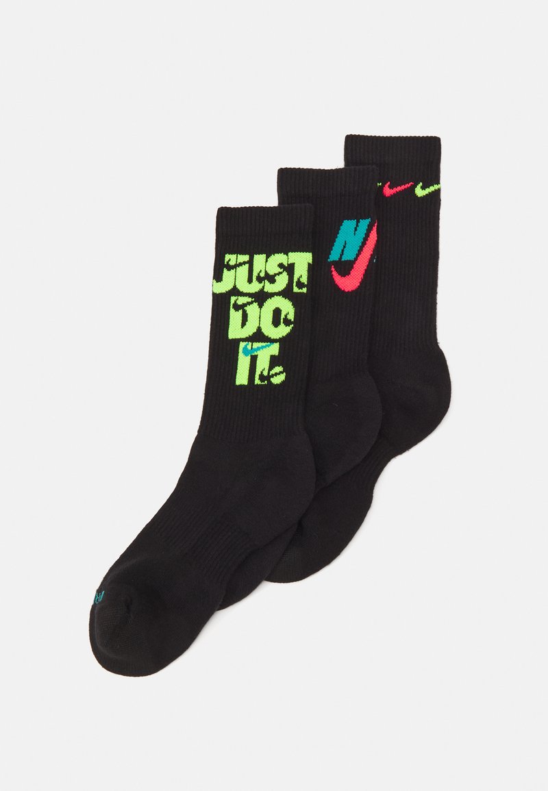 Nike Performance EVERYDAY PLUS CUSH CREW UNISEX 3 PACK - Sporta zeķes - black/volt/dusty cactus