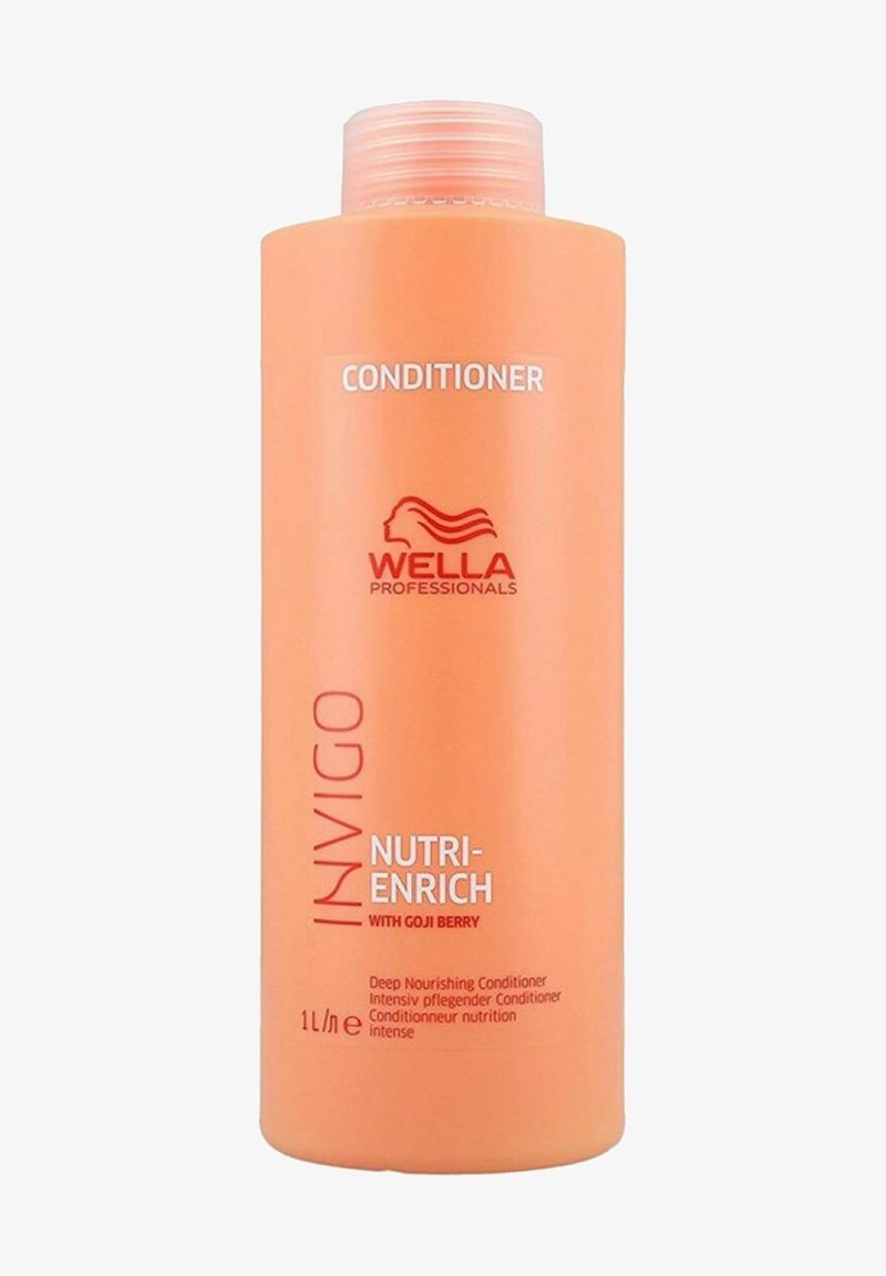 Oranje fles van Wella Professionals Invigo Nutri-Enrich conditioner met goji-bes, 1 liter, ontworpen voor diepe voeding.