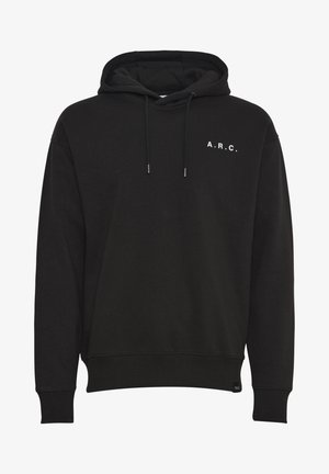 Czarna bluza z kapturem wykonana z mieszanki bawełny z kieszenią kangurką. Charakteryzuje się ściągaczami przy mankietach i u dołu, a na klatce piersiowej znajduje się białe logo "A.R.C.".