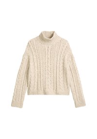 LONGSLEEVE STAND UP COLLAR CABLE - Neule - natural stone