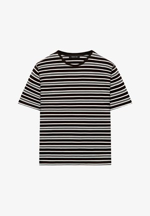 Massimo Dutti, STRIPED SHORT SLEEVE T-SHIRT - T-shirt print - dark brown