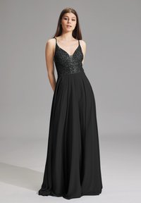 Swing - HEY KYLA - EVENING DRESS MADE OF MATERIAL MIX - Galajurk - black Miniatuurafbeelding 1