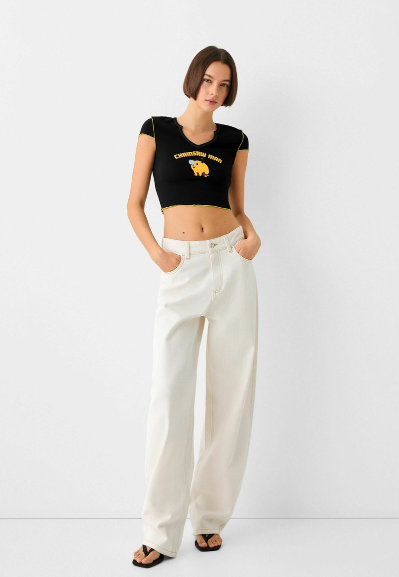 Bershka T-shirt print zwart