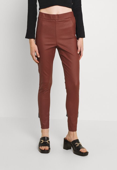 Object OBJBELLE COATED NOOS - Leggings - Hosen - fossil/braun - Zalando.ch