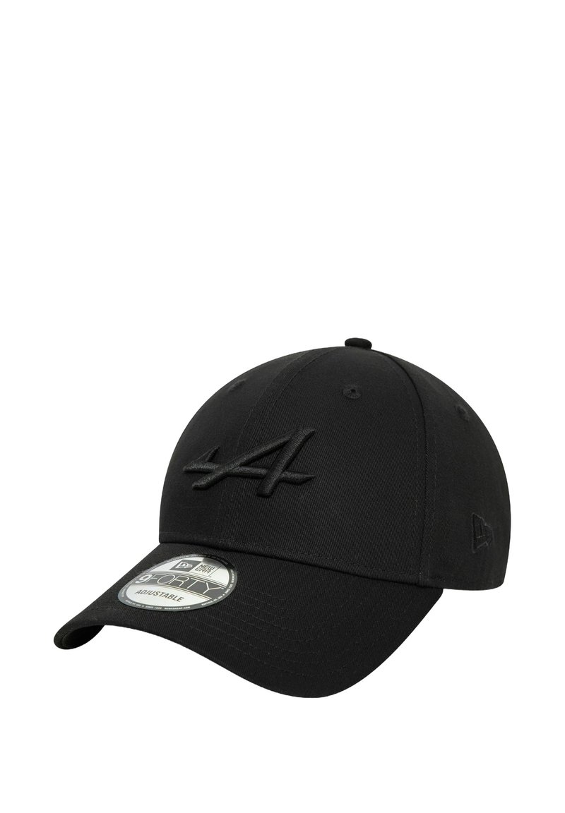 Schwarze Baseballmütze mit einem runden, strukturierten Oberteil und einem leicht gebogenen Schirm. Auf der Vorderseite befindet sich ein gesticktes "44"-Logo.