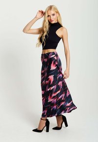 Liquorish ABSTRACT IKAT PRINT MIDI - A-line skirt - black