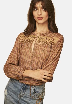 Nekane FLUIDA MANGA LARGA ESTAMPADA CON BORDADO - Blusa - brown