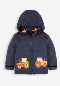JoJo Maman Bébé HIPPO APPLIQUE REVERSIBLE HOODIE - Cardigan - navy blue tractor