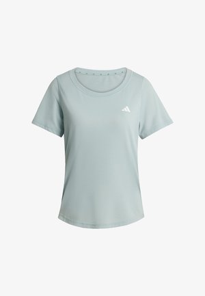 Svijetloplava sportska majica kratkih rukava s okruglim izrezom i malim bijelim Adidas logotipom na lijevoj strani prsa.