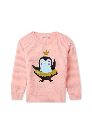 MAGLIA CON PINGUINO IN PAILLETTES - Maglione - rosa cipria