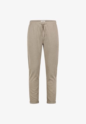 Hellbraune legere Jogginghosen mit elastischem Bund, Kordelzug, Seitentaschen und leicht aufgerollten Bündchen.