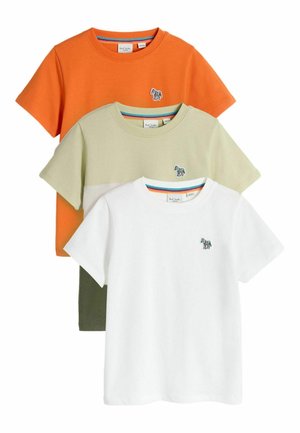 COLOURBLOCK SIGNATURE T-3 PACK   - Basic T-shirt - green orange white