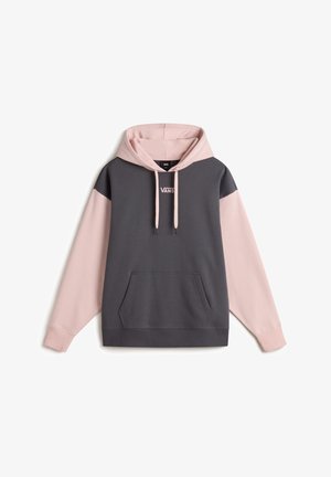 Felpa con cappuccio, corpo grigio e maniche rosa, caratterizzata da una tasca a marsupio, orlo a coste e coulisse. Logo stampato sul davanti.