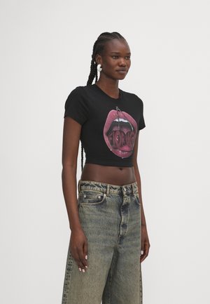 Fiorucci MOUTH CROPPED - Print T-shirt - black