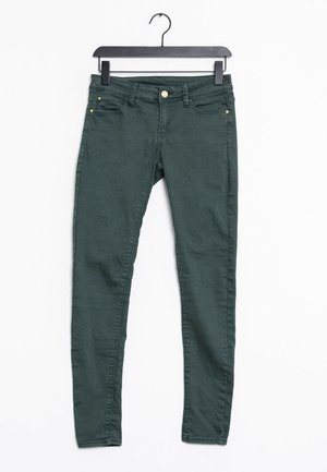 Donkergroene skinny jeans van katoenmix, met vijf zakken en hardware details in goudkleur.