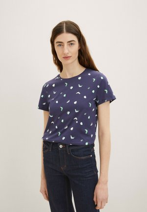 T-Shirt print - navy abstract dot print