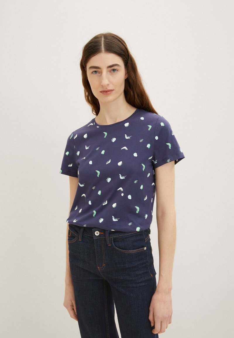 TOM TAILOR Print T-shirt - navy abstract dot print