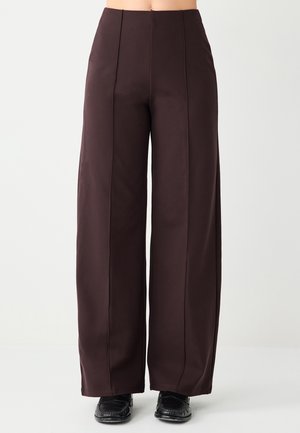 WIDE HIGH WAIST - Pantalon classique - bitter brown