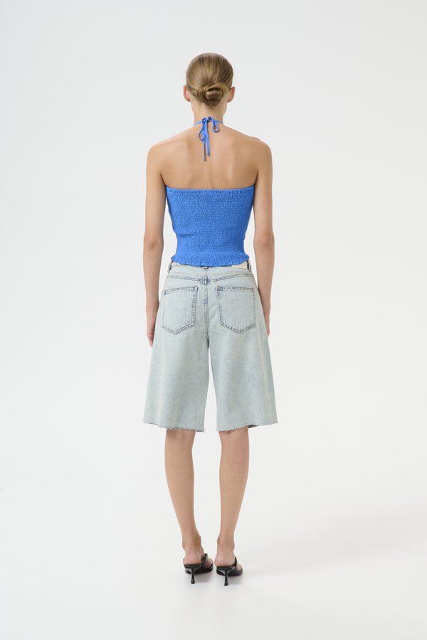 ASHER LONG - Denim shorts - mid acid wash3