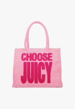Borsa tote in spugna rosa con le parole "SCEGLI GIUSTO" in fucsia bold. Presenta due manici e una superficie texture.