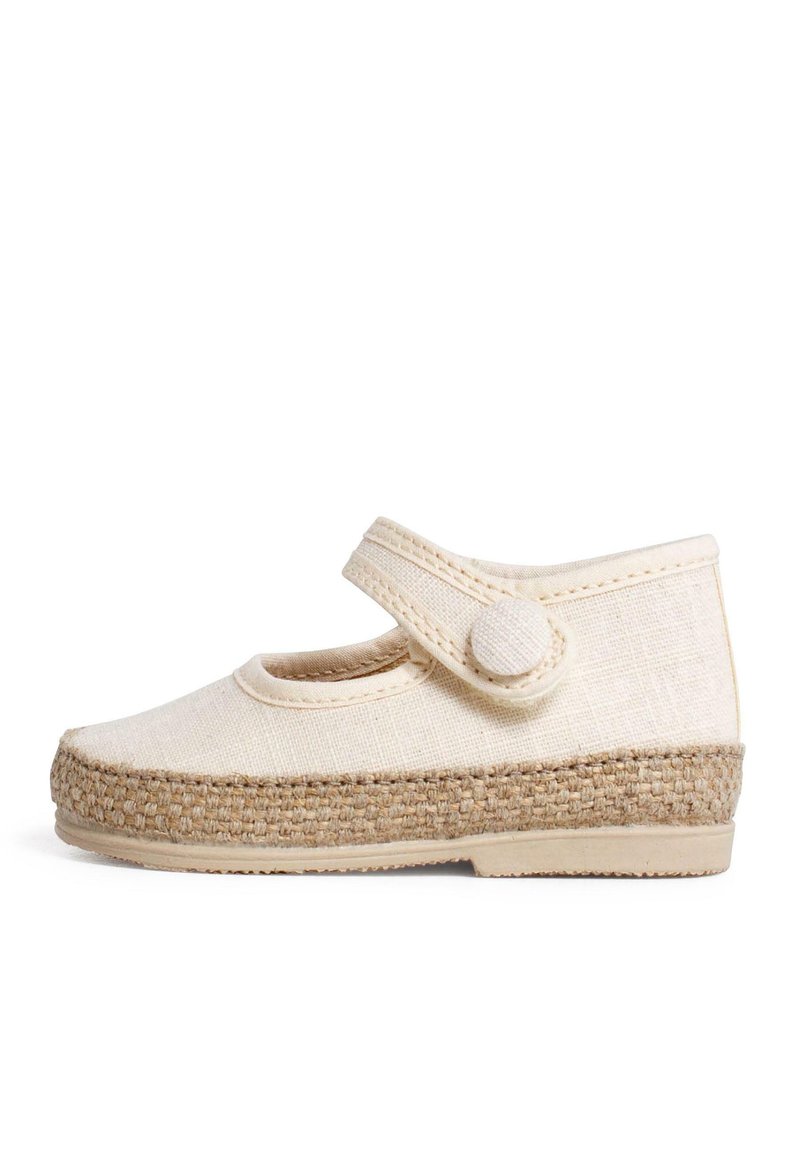 Pisamonas Mercedite Scollate Con Chiusura A Botone - Scarpe In Lino Per Bambina, Taglie 26-36