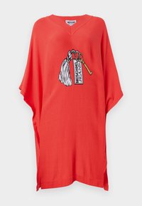 Robe Cocktail Beige Et Rouge MOSCHINO Jeans - Taille 38 - Style évasé Genou