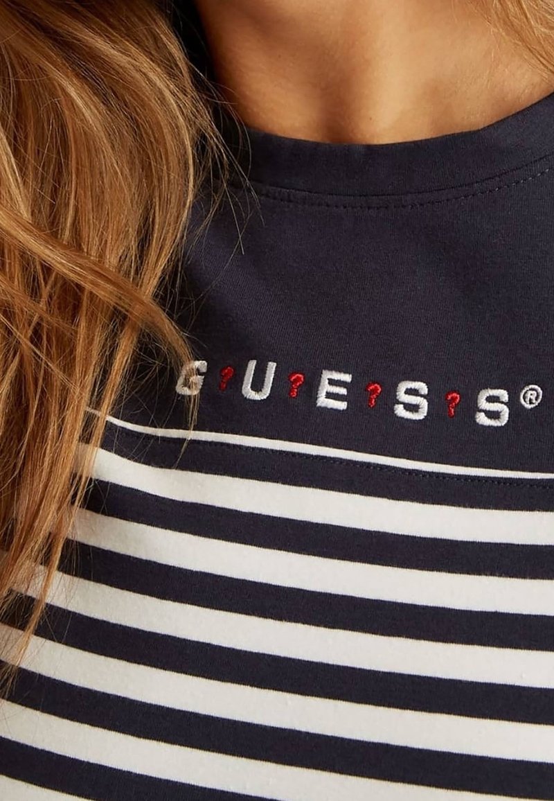 guess t shirt dress striped Guess - Junior Girls Blue Stripe T-Shirt Dress with Heart Logo