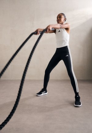 adidas Women's Essentials 3-Stripes Cotton Leggings Black/White — foto 2