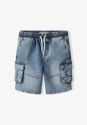 Lichte blauwe denim cargoshorts met een elastische tailleband en trekkoord, meerdere zijzakken en een geprofileerde stoffen afwerking.