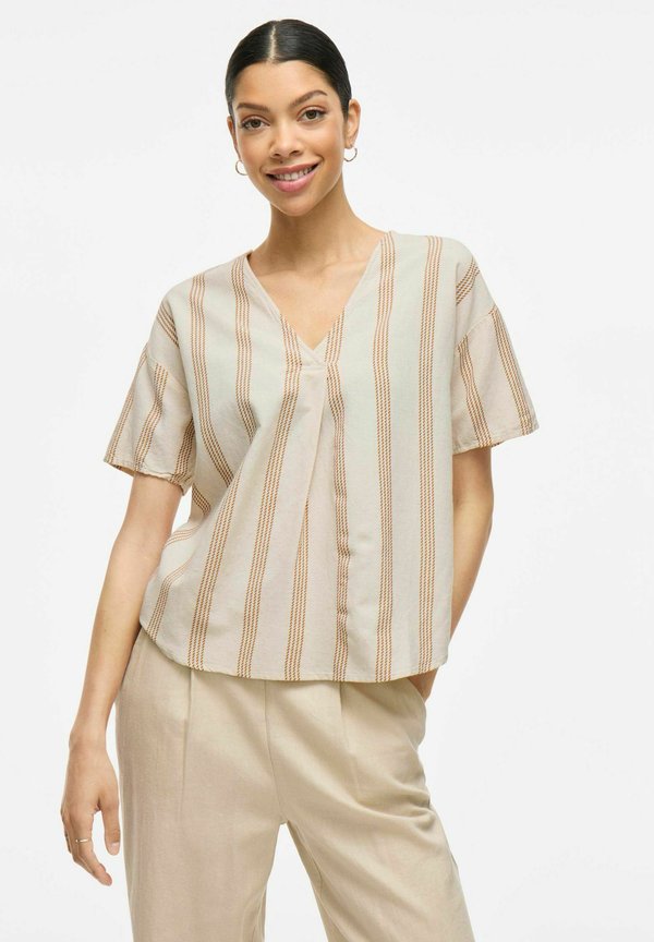 MIT KURZEN ÄRMELN VIPRISILLA - Bluse - light natural melan