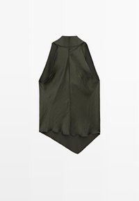 Massimo Dutti DRAPED HALTER TOP - Linne - mottled dark green