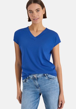 Cecil, KURZARM SHIRT MIT V-NECK IN UNIFARBE - T-shirt basic - surf blue